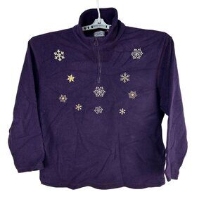 Premier International Ladies Purple Fleece Snowflake Embroidered Pullover XL